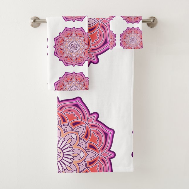 juego de toallas de baño de Mandala rosa lindo (In situ)