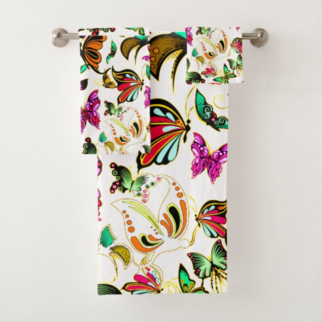 Juego de toallas de baño de mariposas (In situ)