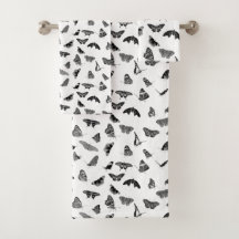 Juego de toallas de baño de mariposas blancas y ne