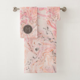 Juego de toallas de baño de mármol rosa elegante