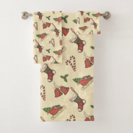 Juego de toallas de baño de Navidad vintage