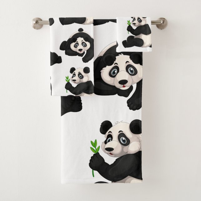 Juego de toallas de baño de osos panda (In situ)