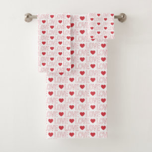 Juego de toallas de baño de patrón de amor - Esq