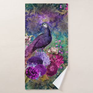 Juego de toallas de baño de pavo real elegante y h