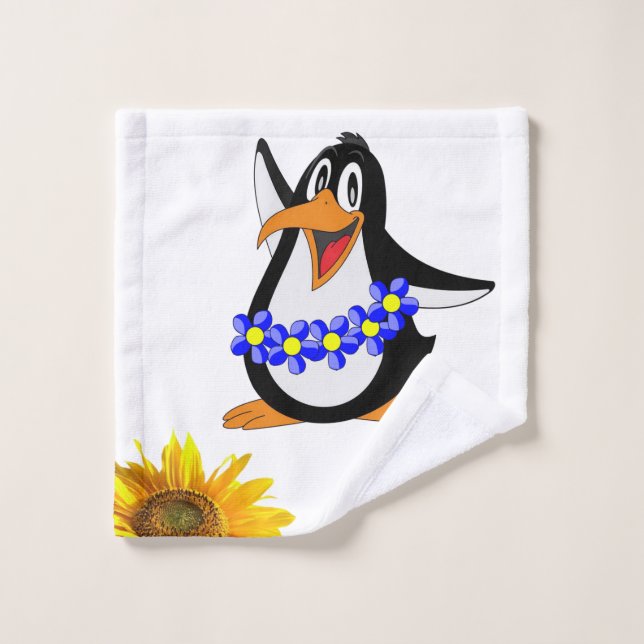 Juego de toallas de baño de pingüino floral con fl (Toallita)