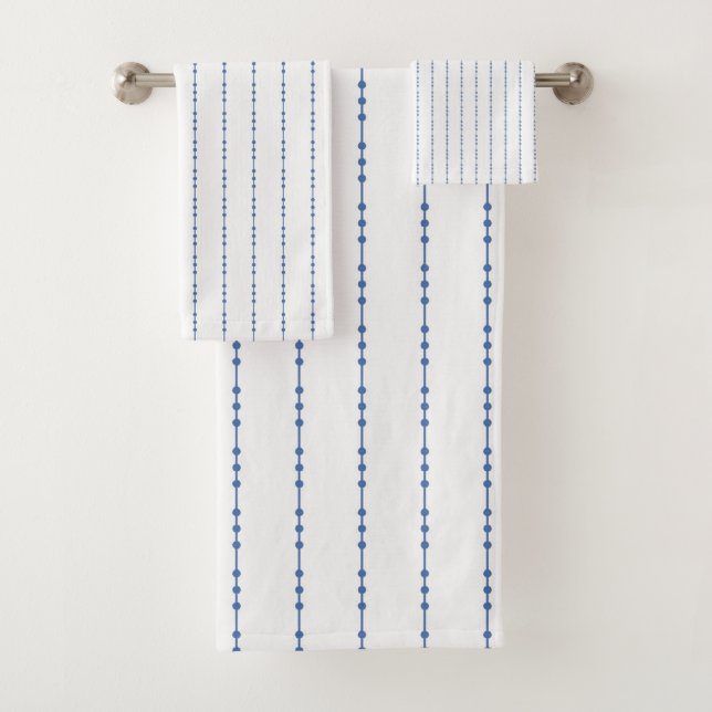 Juego de toallas de baño de Punto Blanco y Azul Pi (In situ)