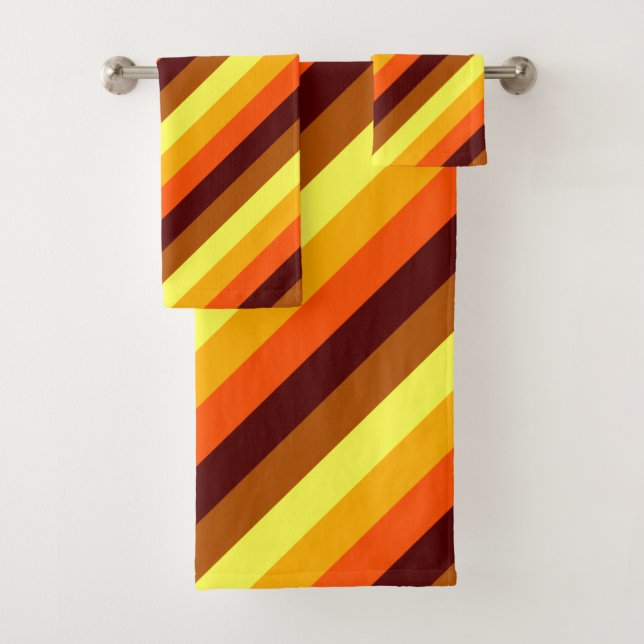 Juego de toallas de baño de rayas amarillas Naranj (In situ)
