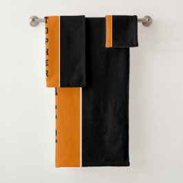 Juego de toallas de baño de rayas de Naranja negro