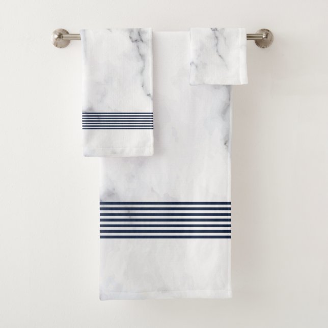 Juego de toallas de baño de rayas negras de mármol (In situ)