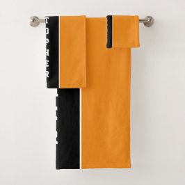 Juego de toallas de baño de rayas negras Naranja p