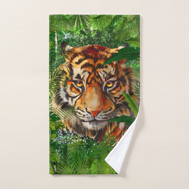 Juego de toallas de baño de tigre de jungla | Arte (Toalla de mano)