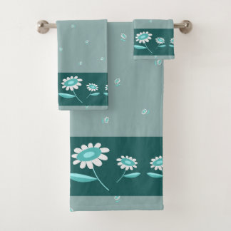 Juego de toallas de baño florales de margarita azu