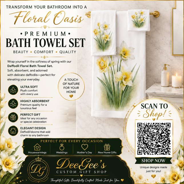 Juego de toallas de baño florales de narciso (Subido por el creador)