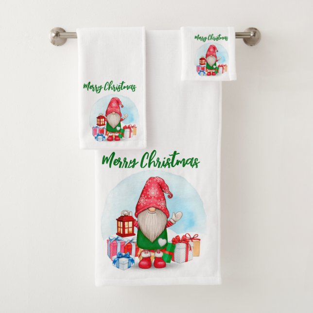 Juego de toallas de baño Gnome navideño (In situ)