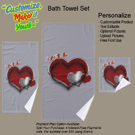 Juego de toallas de baño Gris Gris Heart Magic Sil