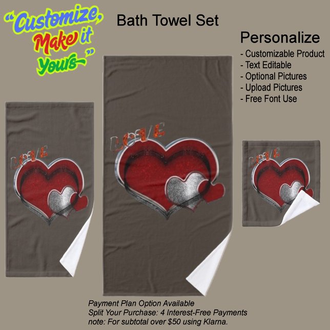 Juego de toallas de baño Heart Magic Brown (Heart Magic Bathroom Towel Set Featuring a Brown Background.)