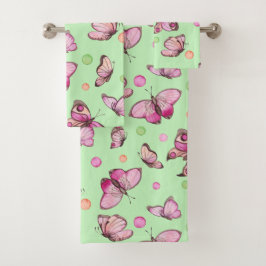Juego de toallas de baño Mariposa Rosa
