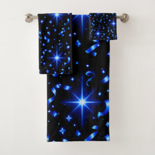 Juego de toallas de baño medianoche, azul destello