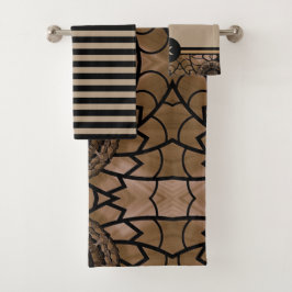 Juego de toallas de baño modernas con patrón negro