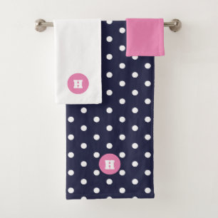 Juego de toallas de baño monograma de polilla rosa