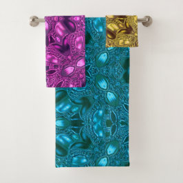 Juego de toallas de baño Multicolor Verde azulada-