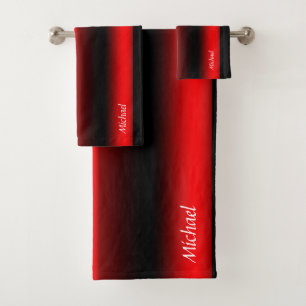 Juego de toallas de baño negro con flash rojo lla