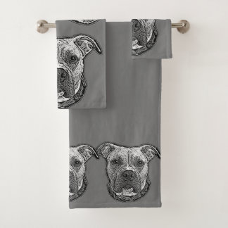 Juego de toallas de baño para perros Pitbull