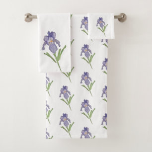 Juego De Toallas De Baño Púrpura Iris Flower Paint