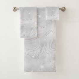 Juego de toallas de baño Purpurina de plata blanca