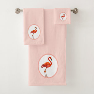 Juego de toallas de baño rosa coral claro con flam