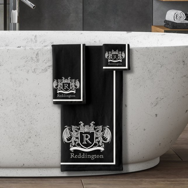 Juego de toallas de baño Royal Dragon Crest negro (Subido por el creador)