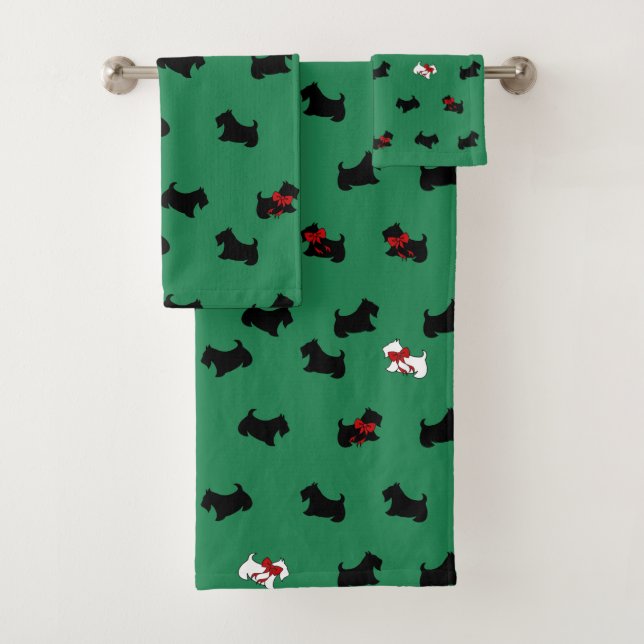 Juego de toallas de baño Terrier escocés de Navida (In situ)