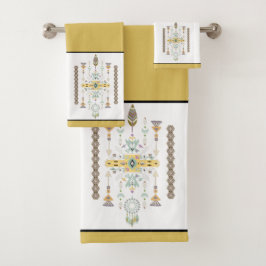 Juego de toallas de baño tribales de diseño amaril