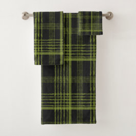 Juego de toallas de baño verdes y negros