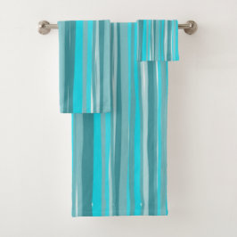 Juego de toallas de baño vertical de franjas verde