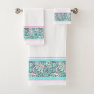 Juego de toallas de baño vintage de cachemira azul