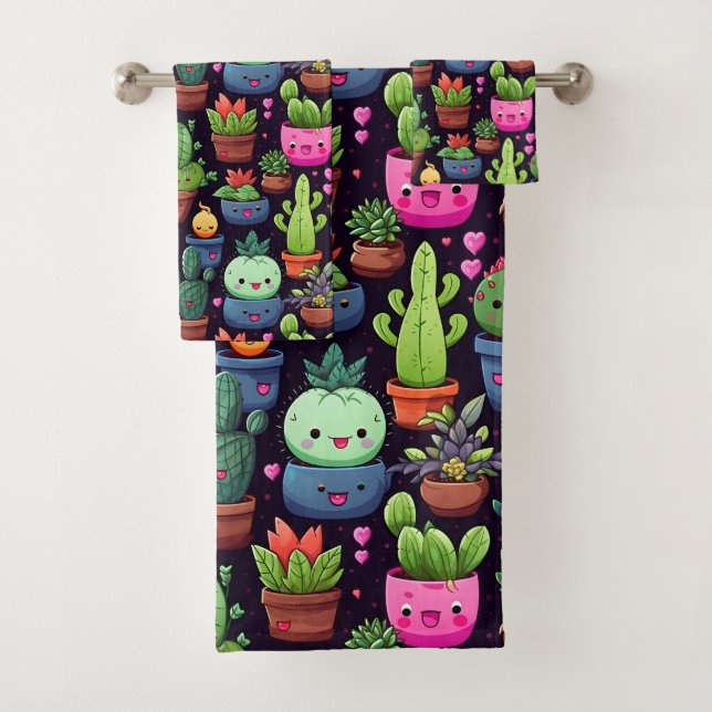 Juego de toallas de cactus Kawaii (In situ)