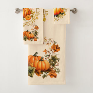 Juego de toallas de calabaza otoñal