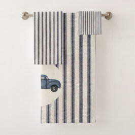 Juego de toallas de camión Vintage Blue Christmas 