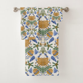 Juego de toallas de cangrejo y caparazón costero