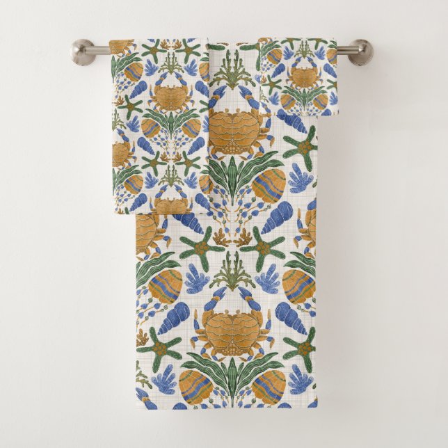 Juego de toallas de cangrejo y caparazón costero (In situ)