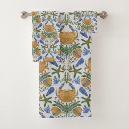 Juego de toallas de cangrejo y caparazón costero