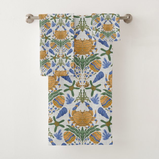 Juego de toallas de cangrejo y caparazón costero (In situ)