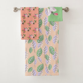 Juego de toallas de enredaderas y flores de hoja d