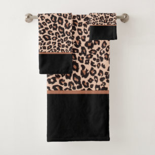 Juego de toallas de estampado de leopardo de lujo 