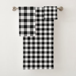 Juego de toallas de Gingham en blanco y negro