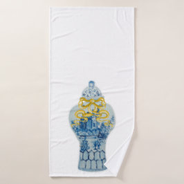 Juego de toallas de jarrón blanco de jengibre azul