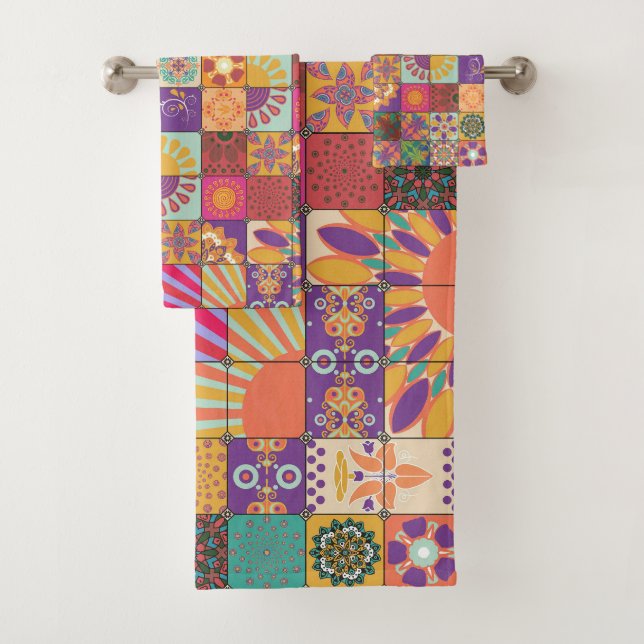 Juego de toallas de mosaico de los años 70 (In situ)