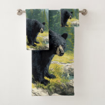 Juego de toallas de naturaleza de oso negro Person
