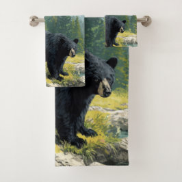 Juego de toallas de naturaleza de oso negro Person
